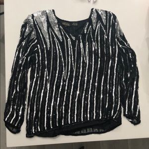 Vintage 100% Silk and Sequence Blouse